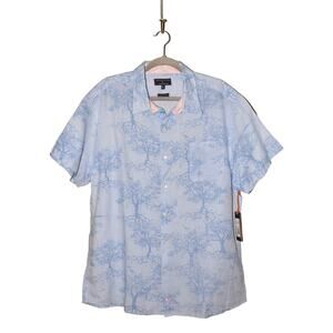 MARGARITAVILLE NEW $100 Lemon Key Tree Print Linen Button‎ Down Shirt Men's XL